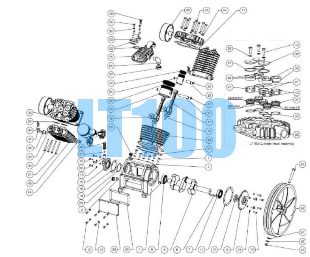 100l Compressor Components Запчасти для компрессора LT100 купить в Москве